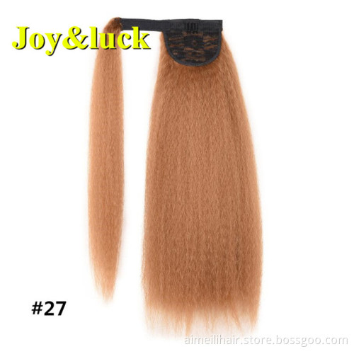 Wholesale Price Wigs In Afro Winding Ponytail Yaki Long Straight With Comb Ponytail 22 inch Soft Fluffy Synthetic Hair Extension